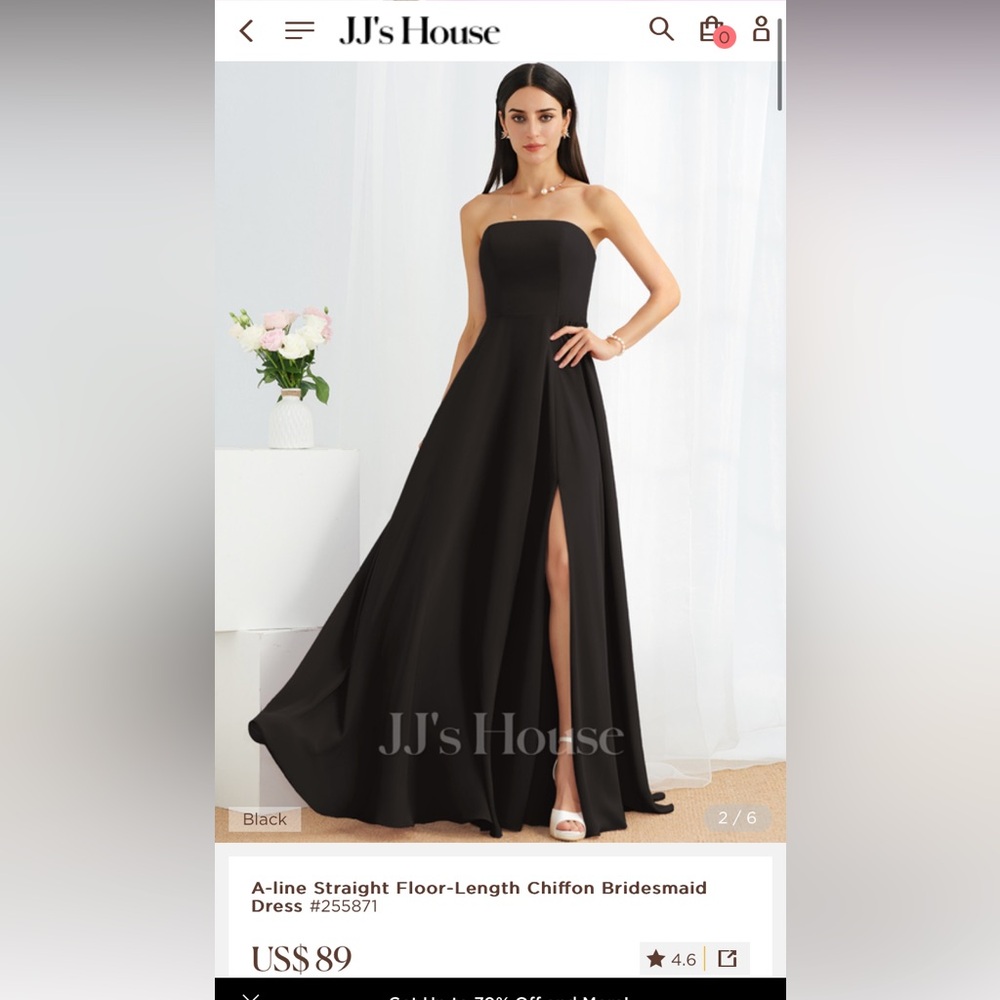 JJ’s House strapless A-line bridesmaid dress
